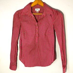 LILLY PULITZER | Vintage Windowpane Pattern Long Sleeve Henley Pullover Top 2